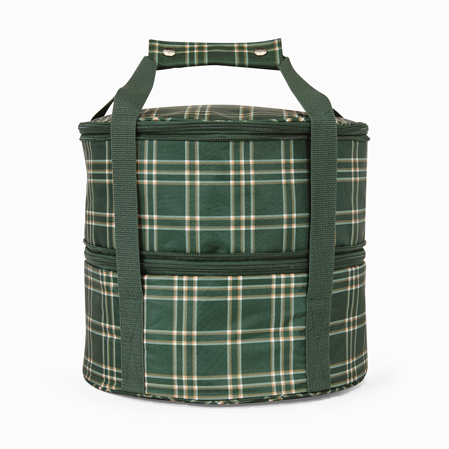 Thermal Lunch Bag Plaid Pattern Lunch Box Storage Bag Pouch Green