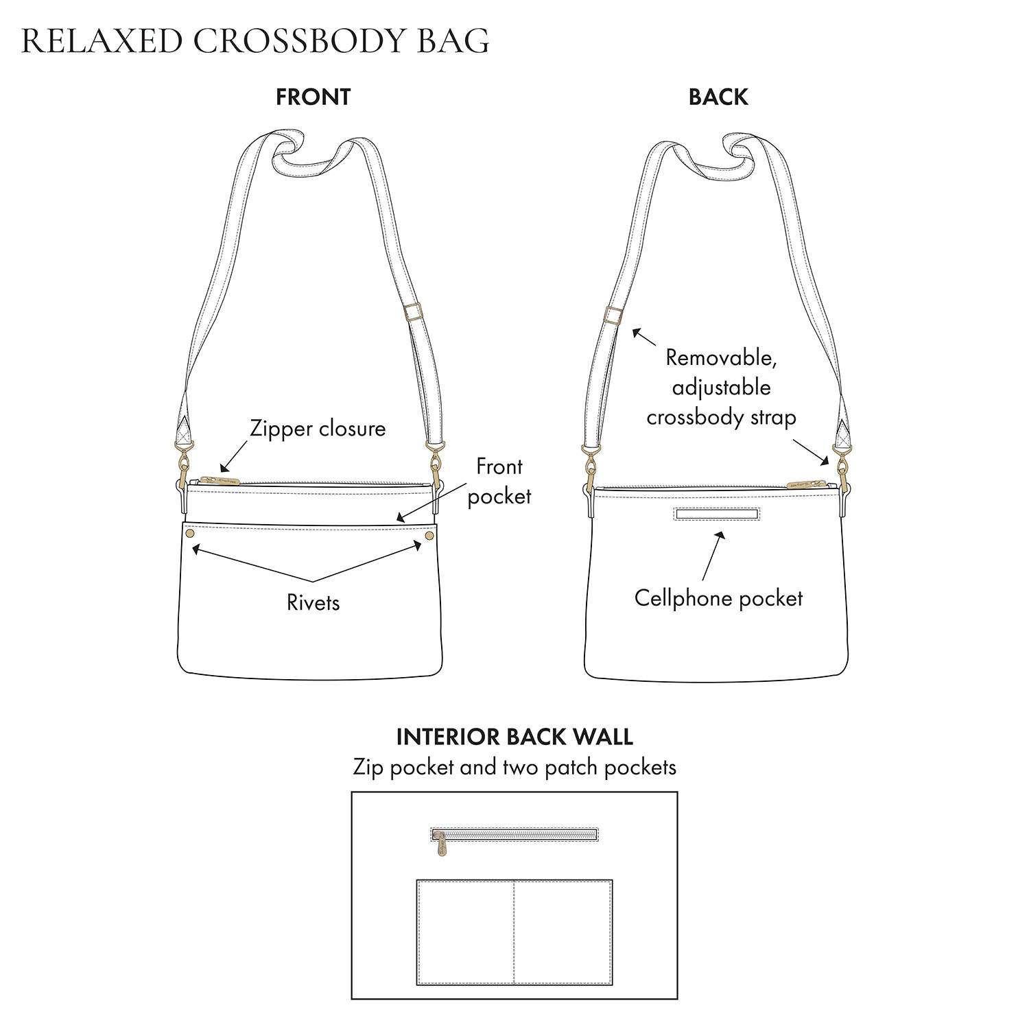 Liv Multi Pocket Crossbody Bag, Caramel