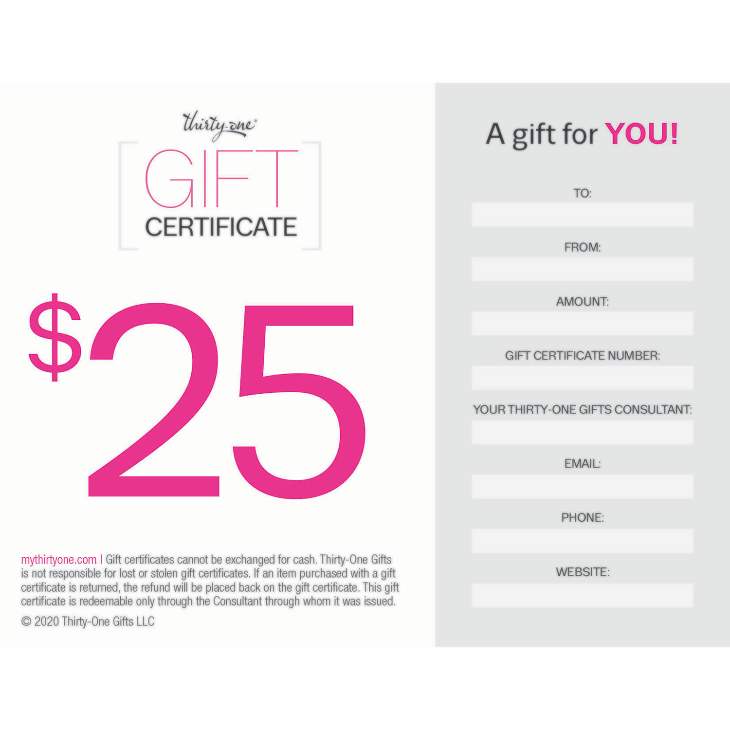 25 Dollar Shop Gift Certificate Digital Gift Card Includes