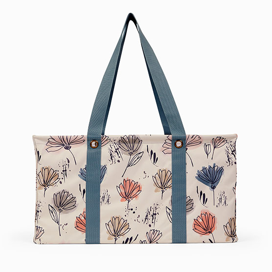 Large Utility Tote - Line Drawn Flowers