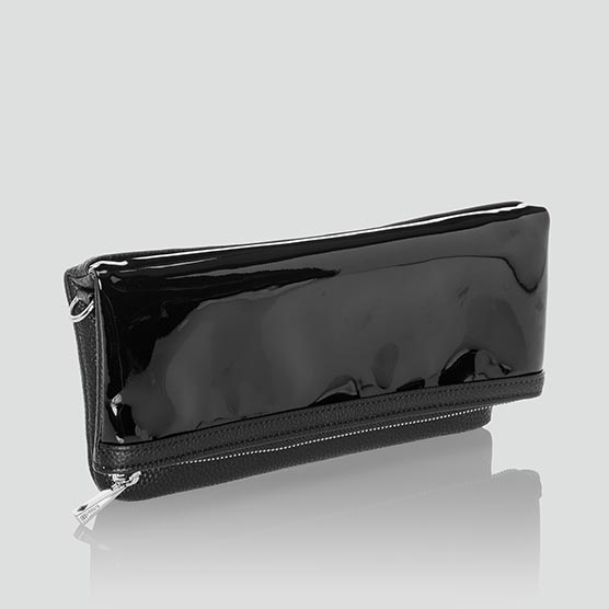 Forever Foldover Clutch - Black Beauty Pebble w/ Patent