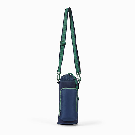 Insulated Bottle Crossbody - Navy & Leaf Green Colorblock