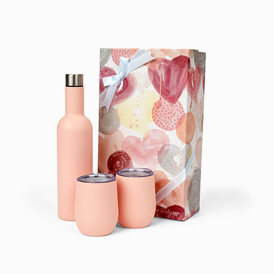 His Hers Dual Wine Glass Cups & Bottle Travel Carry Case