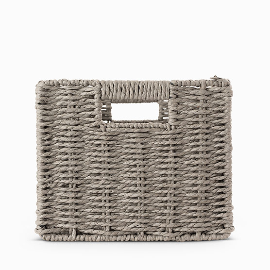 Collapsible Rectangle Basket - Grey Basketweave