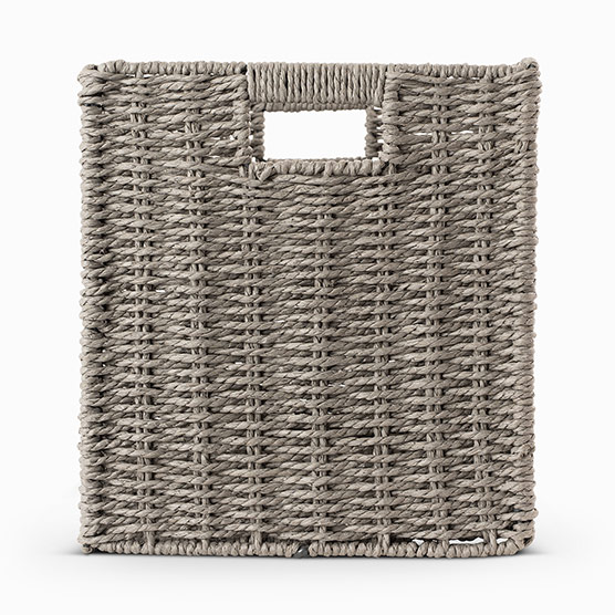 Collapsible Cube Basket - Grey Basketweave