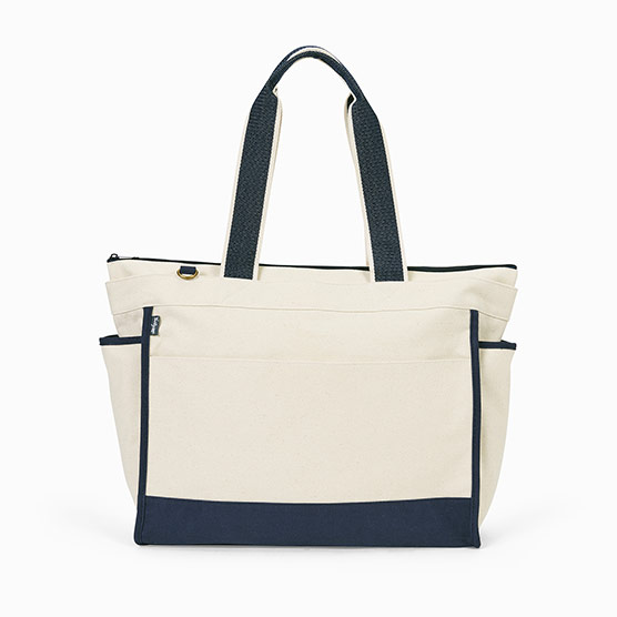Solid Color Versatile Tote Bag, Striped Embossed Zipper Handbag