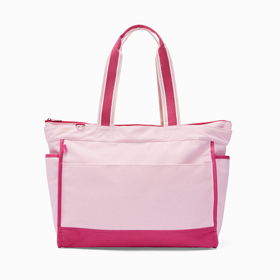 Canvas Boat Tote - Hibiscus Pink Colorblock