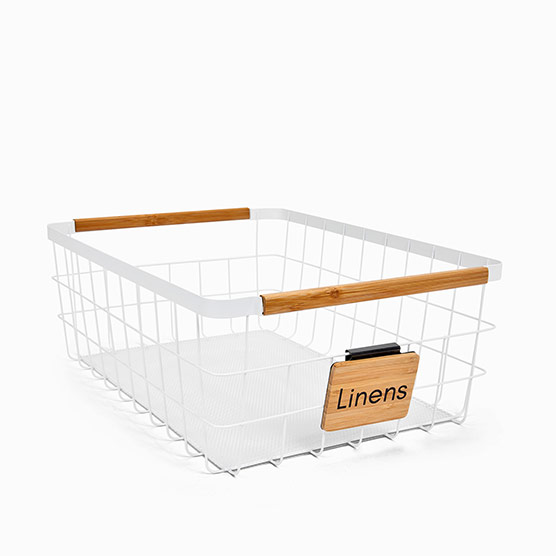 Long Wire Storage Basket - White