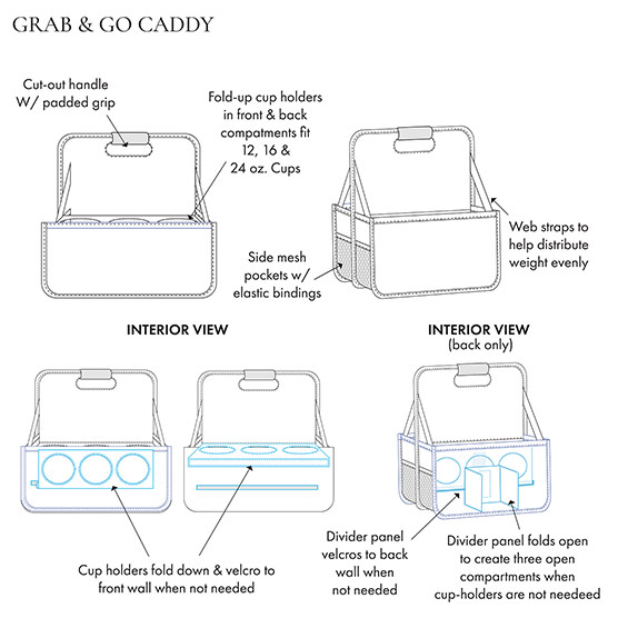 The Go Caddy Water Bottle Holder ~ cylindrical tote bag ~ fits bottles up  to 1.5 liter