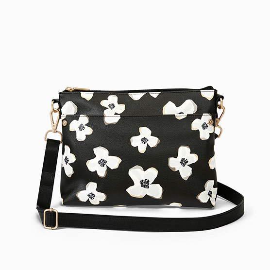 Relaxed Crossbody Bag - Scattered Flowers Smooth Pebble