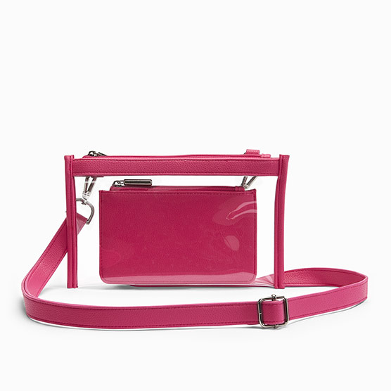 Clear Crossbody - Clear with Hibiscus Pink Smooth Pebble